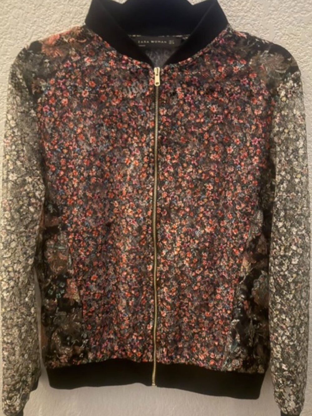 Zara Mesh Floral Bomber jacket (Medium)